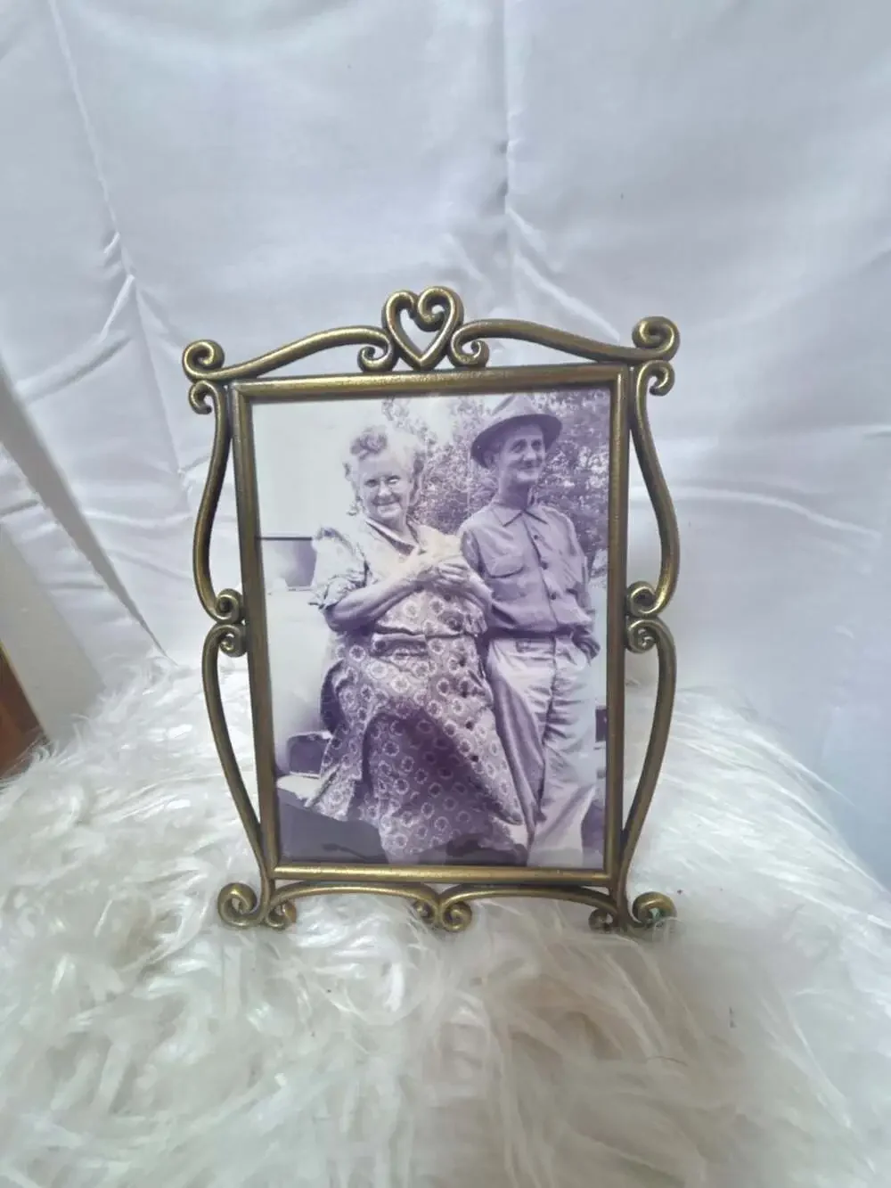 Vintage Brass Ornate Picture Frame with Heart Top